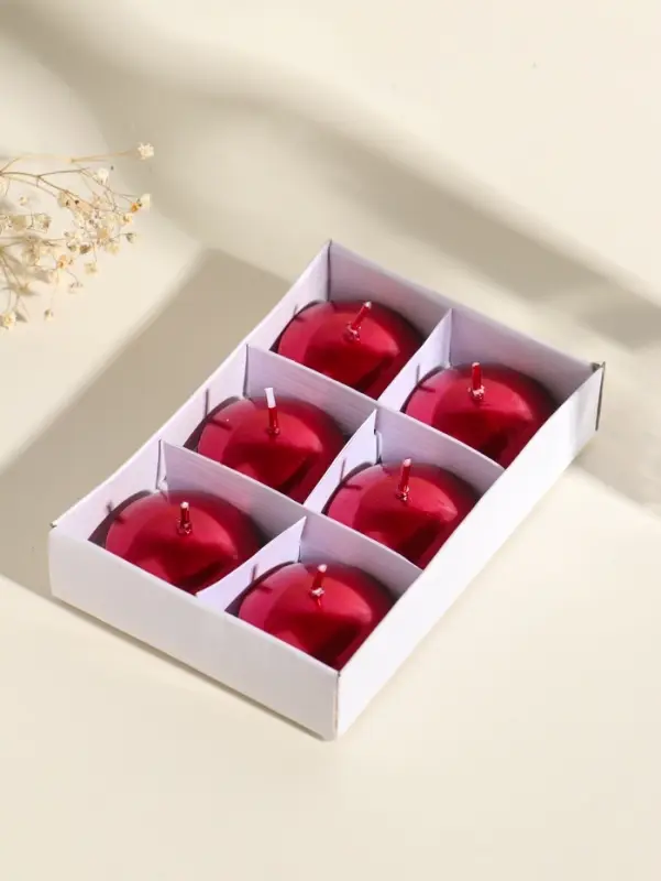 Набор свечей плавающих &laquo;Овал&raquo;, 6 шт., красный металлик, 4&times;2 см