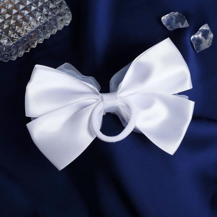 Резинка для волос Резинка для волос "Школьница" бусинки 11х8 см, белый