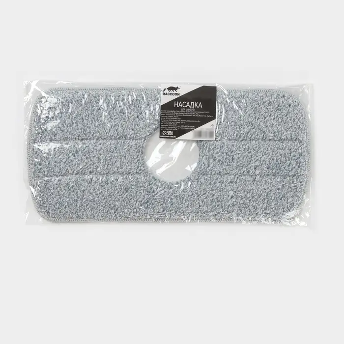 Насадка для швабры Raccoon, с вырезом, микрофибра, прямоугольная, 30&times;14.5 см, серая