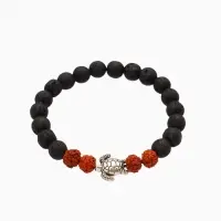Браслет "Черепашка" лава, рудракша, длина 18 см, цв. чёрный, коричневый Браслет "Черепашка" лава, рудракша, длина 18 см, цв. чёрный, коричневый