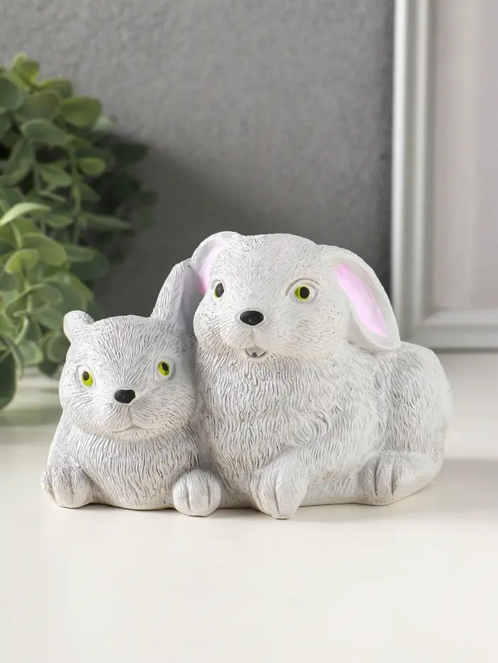 Подставка для мелочей &laquo;Кролики&raquo; 8&times;13&times;10 см, серый, гипс