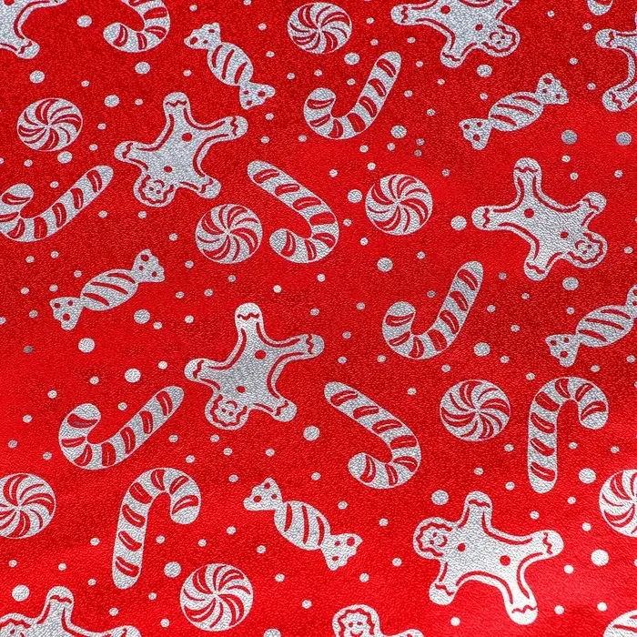 Плёнка упаковочная фольгированная «Снеговик», 70×50 см, красный