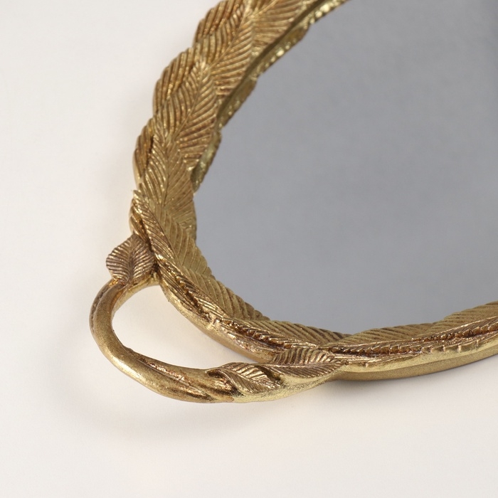 Подставка интерьерная полистоун с зеркалом Подставка интерьерная полистоун с зеркалом "Листья" золото 23х41х5 см