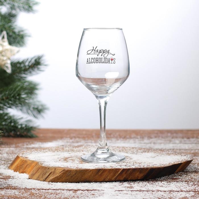 Бокал для вина «Алкохолидейс» 350 мл., деколь Бокал для вина «Алкохолидейс» 350 мл., деколь