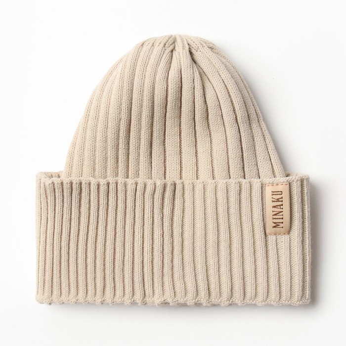 Шапка женская MINAKU "Бини" цвет бежевый, размер 54-56