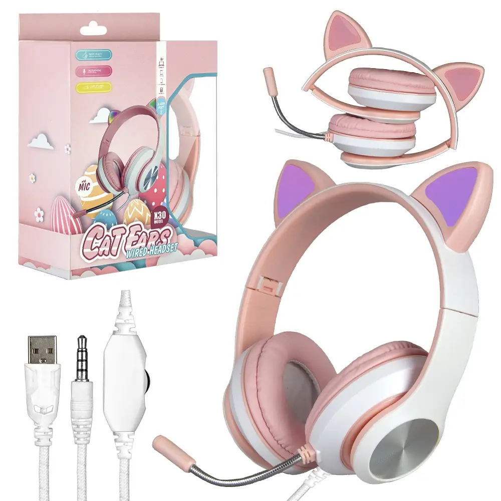 Наушники игровые X30 розовые (60шт/кор)