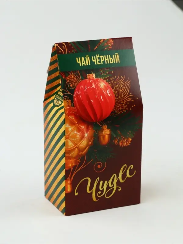 Подарочный набор &laquo;С Новым годом&raquo;: чай (50 г), конфеты (110 г), печенье брауни (120 г)