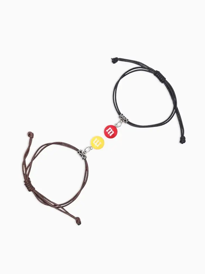 Браслеты парные &laquo;Неразлучники. Две буквы&raquo;, d=5.5 см, набор 2 шт. разноцветные