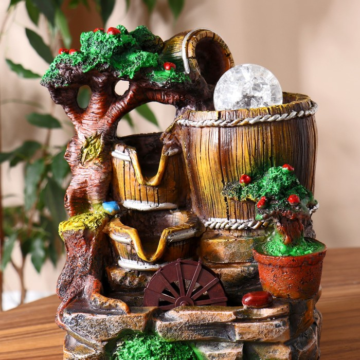 Фонтан "Кадки под деревом" 13,5х18х27 см (с подсветкой)