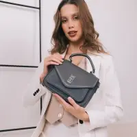 Сумка женская мессенджер TEXTURA на клапане, 24&times;7&times;16 см, тёмно-серая