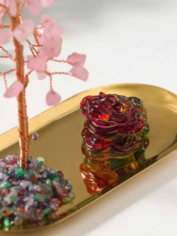 Сувенир "Денежная жаба и дерево" 60 камней 8,5х17,8х11,5 см