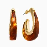 Серьги акрил "Петля", цвет коричневый в золоте