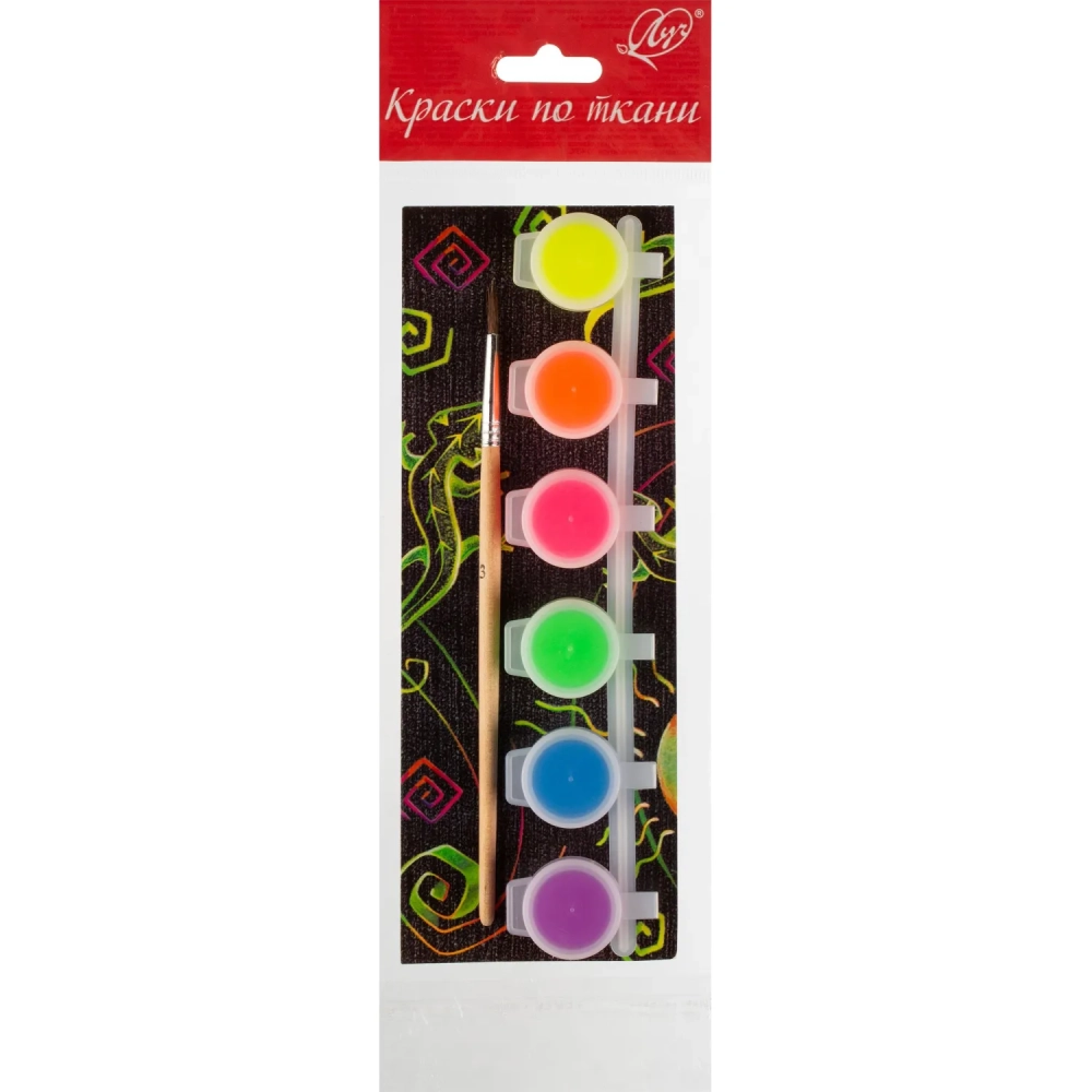 Краски по ткани флуоресцентные 6 цв. в блок-таре, 5 мл 32С 2147-08 набор