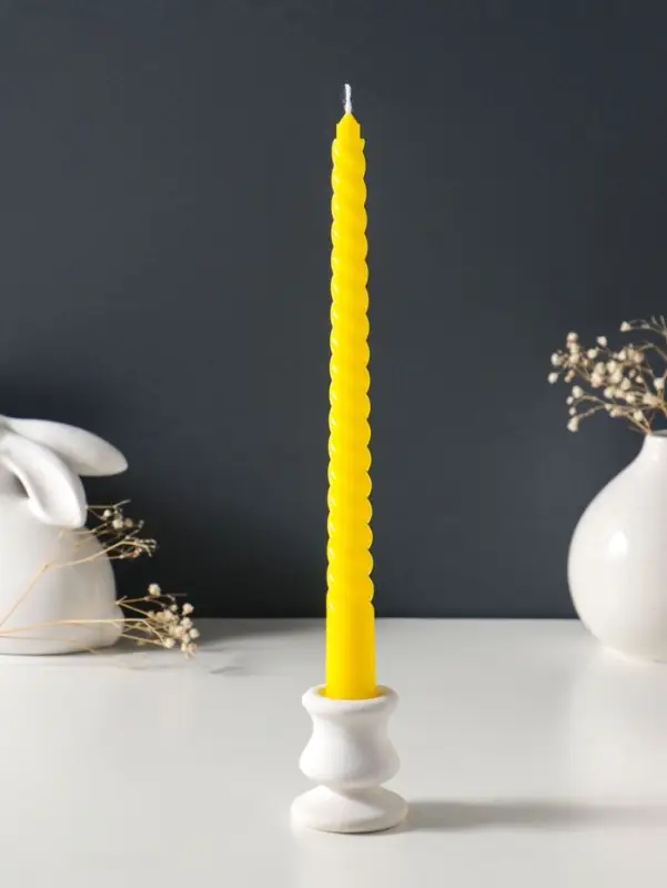Набор свечей витых 25 см, 3 шт., 57 г, 5 ч, жёлтый