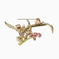 Брошь &laquo;Цветы&raquo; ирисы, жемчуг, цвет красно-розовый