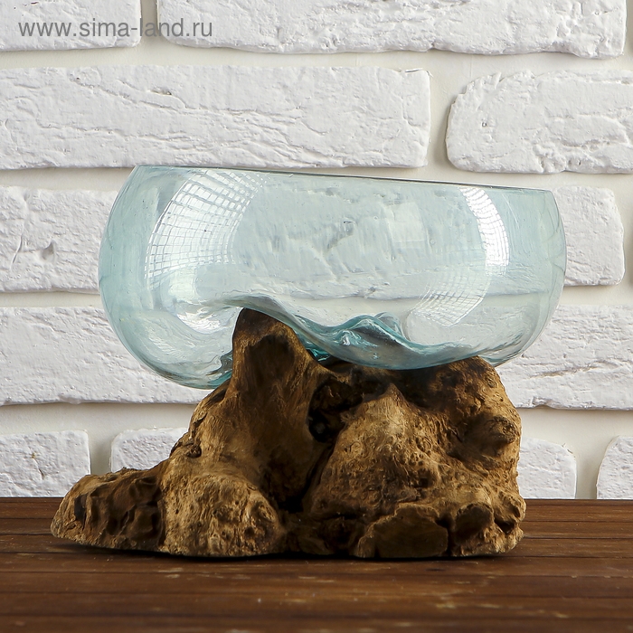 Вазон стекло на дереве  Вазон стекло на дереве "Забота" 20х25х25 см, МИКС