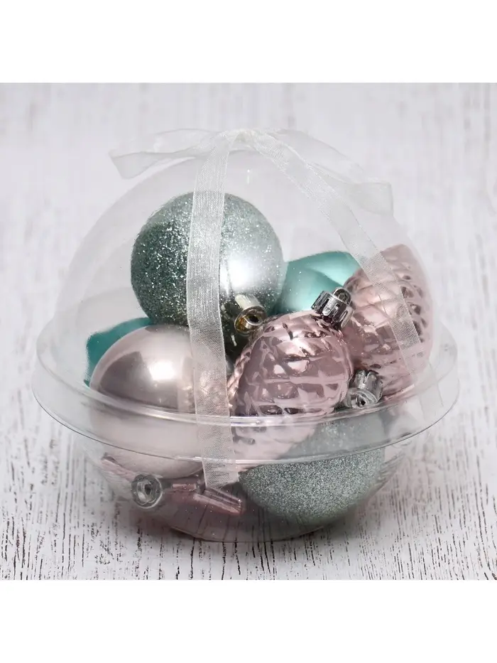 Ёлочные игрушки &laquo;Джоан&raquo;, новогодние, набор 10 шт., розово-зелёный