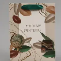 Пакет подарочный ламинированный, упаковка, &laquo;Лучшему учителю&raquo;, MS 18&times;23&times;10 см