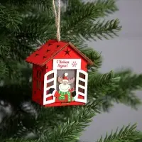 Ёлочная игрушка &laquo;Дом с оленем&raquo;, 8.7&times;4.6 см, 1 LED, от батареек, свечение тёплое белое