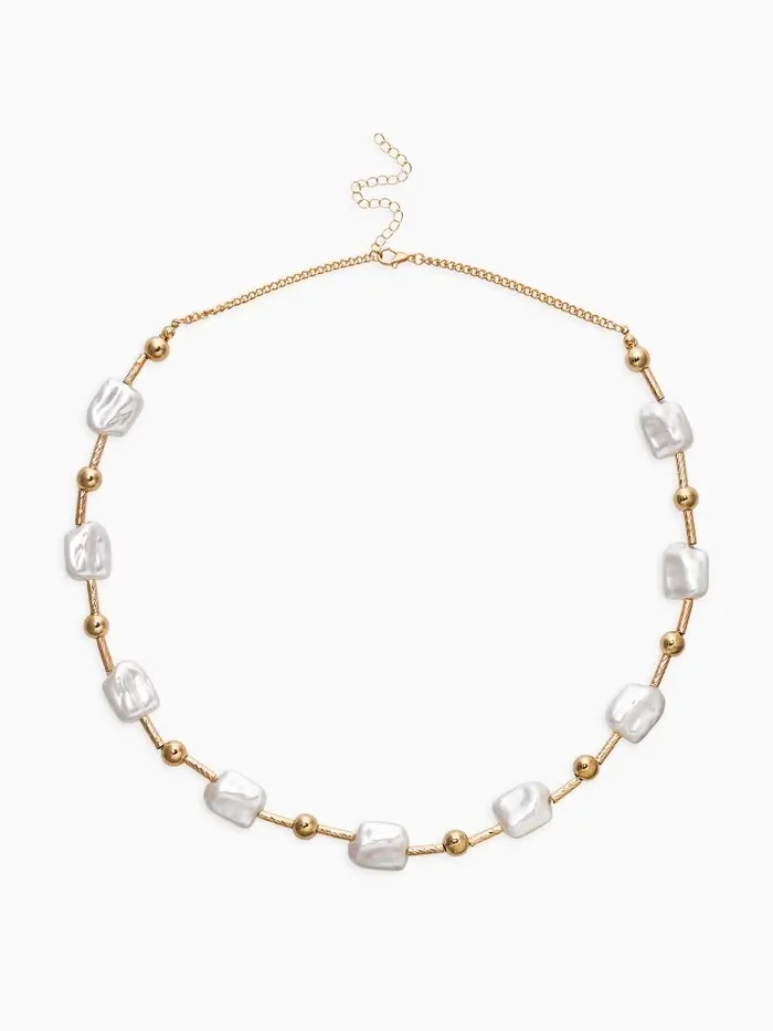 Бусы &laquo;Жемчуг. Майорика прямоугольник&raquo;, L=55 см, белые в золоте