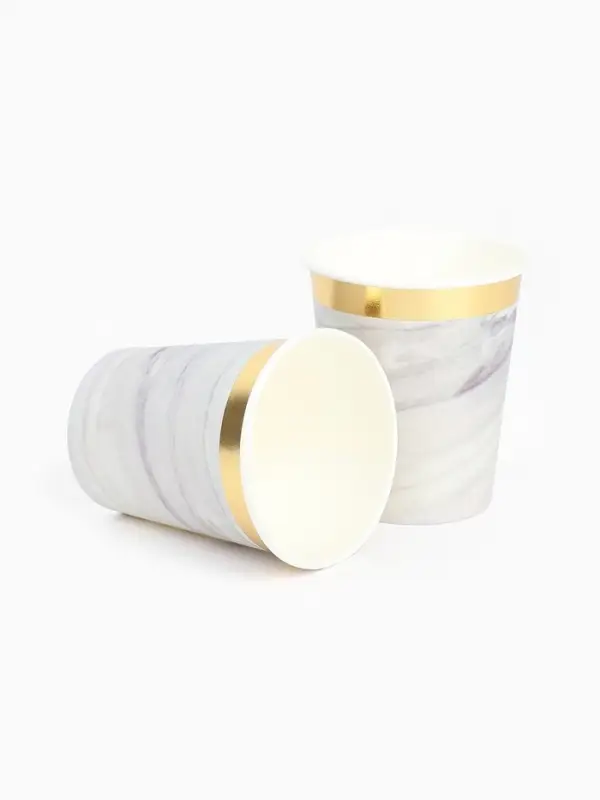 Набор посуды для праздника на 20 персон, мрамор белый (тарелки 23 см, стакан 250 мл)