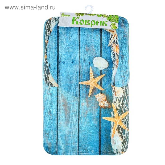 Набор ковриков для ванной и туалета Доляна «Морские звёзды», 3 шт: 35×39, 40×50, 45×75 см
