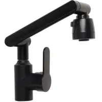 Смеситель для кухни ZEIN Z3705, регулируемый излив высотой 25 см, аэратор 2 режима, черный