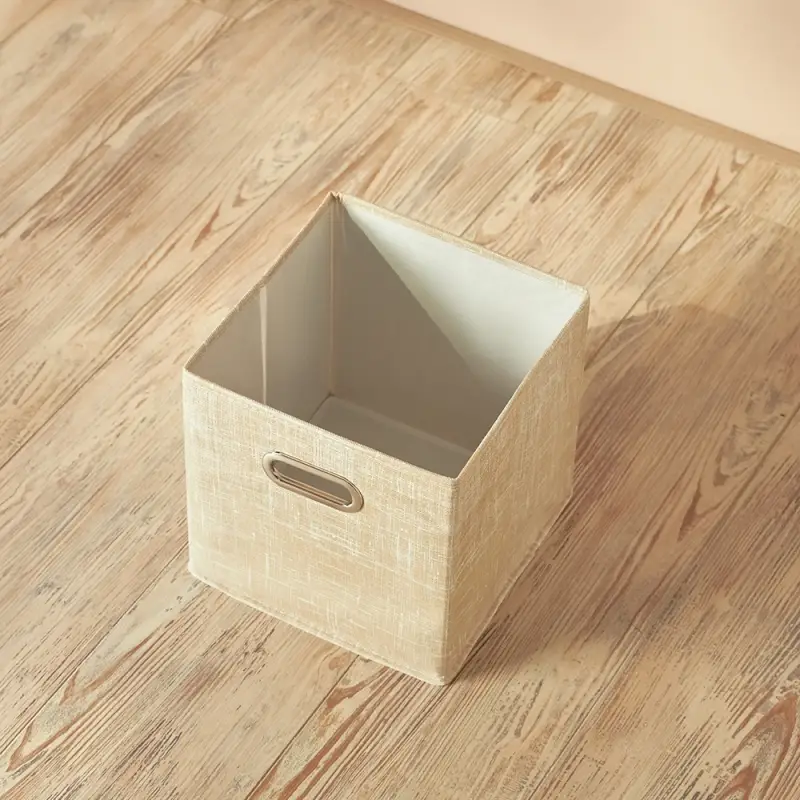 Короб стеллажный тм VETTA ЛЁН, полиэстер, 25х25х25см, бежевый