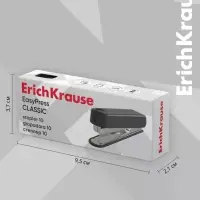 Степлер канцелярский № 10 ErichKrause, до 15 листов, встроенный антистеплер, чёрный