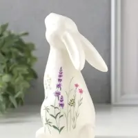 Сувенир керамика "Белый зайка - полевые цветы" 7,3х5,6х12,7 см