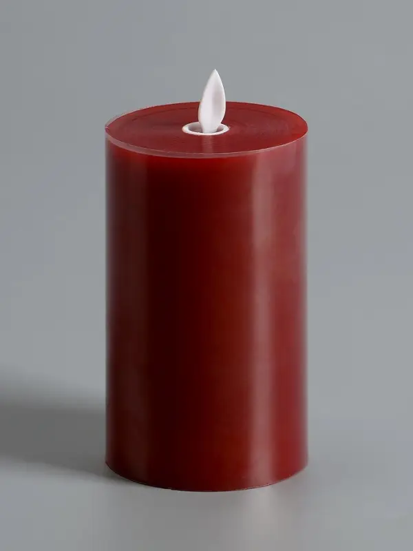 Светодиодная свеча восковая &laquo;Глубокий красный&raquo;, 15&times;7 см, от батареек АААx3, свечение тёплое белое