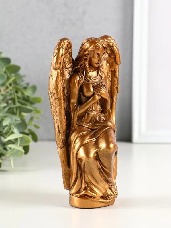 Фигура гипс "Ангел Равена" 16х9 см, бронза