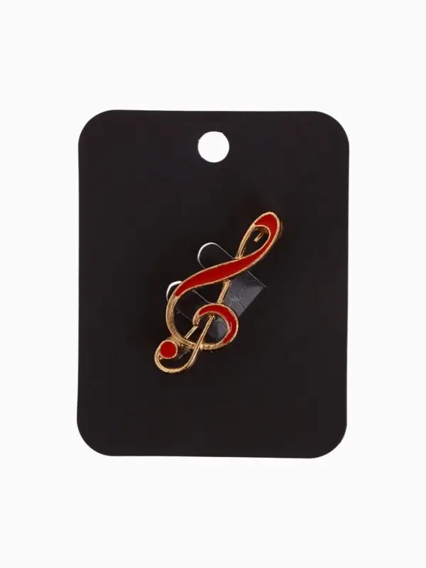 Брошь &laquo;Нота. Скрипичный ключ&raquo;, красная в золоте