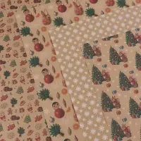 Набор упаковочной бумаги &laquo;Зимний мотив&raquo;,4 листа, крафт, 70&times;100 см