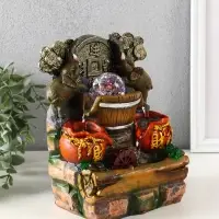 Фонтан настольный с подсветкой &laquo;Два слона с китайской монетой&raquo;, 12&times;15&times;21 см
