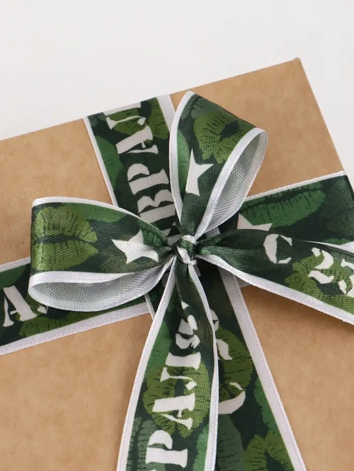 Лента атласная &laquo;С 23 Февраля!&raquo;, 2.5 см &times; 22.5 (&plusmn; 1) м, зелёная