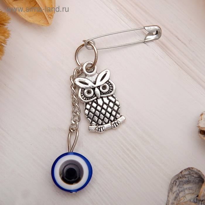 Булавка-оберег «Удачи на дороге», 6 см, цвет синий в серебре