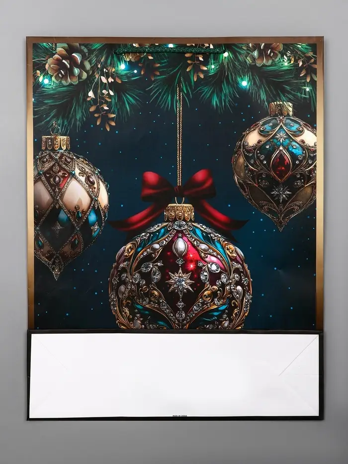 Пакет подарочный новогодний ламинированный, &laquo;Шар&raquo; , 33&times;10&times;42.5 см