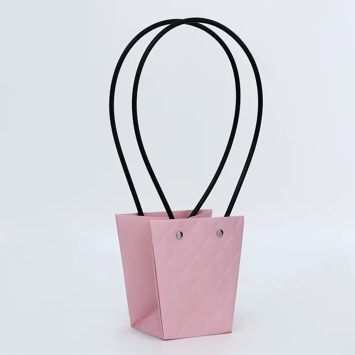 Сумка для цветов тиснение пудра влагостойкая, 12&times;12 - 8&times;8 - 12.5 см