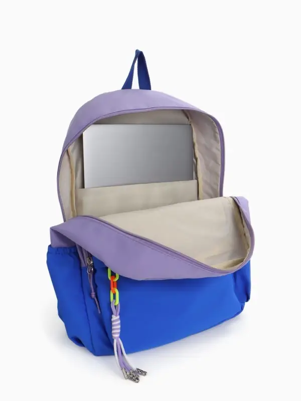 Рюкзак молодёжный на молнии, с карманами, двухцветный, размер 31&times;15&times;46 см, сиреневый