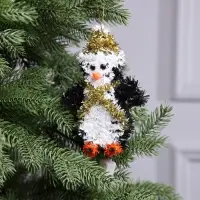 Светодиодная фигура из мишуры &laquo;Пингвин&raquo; 17&times;11 см, 10 LED, от батареек AG10&times;3, свечение тёплое белое