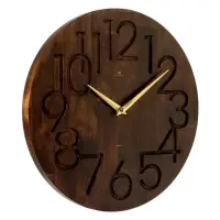 Часы настенные, интерьерные, бесшумные, плавный ход, d=35 см, дерево, коричневые