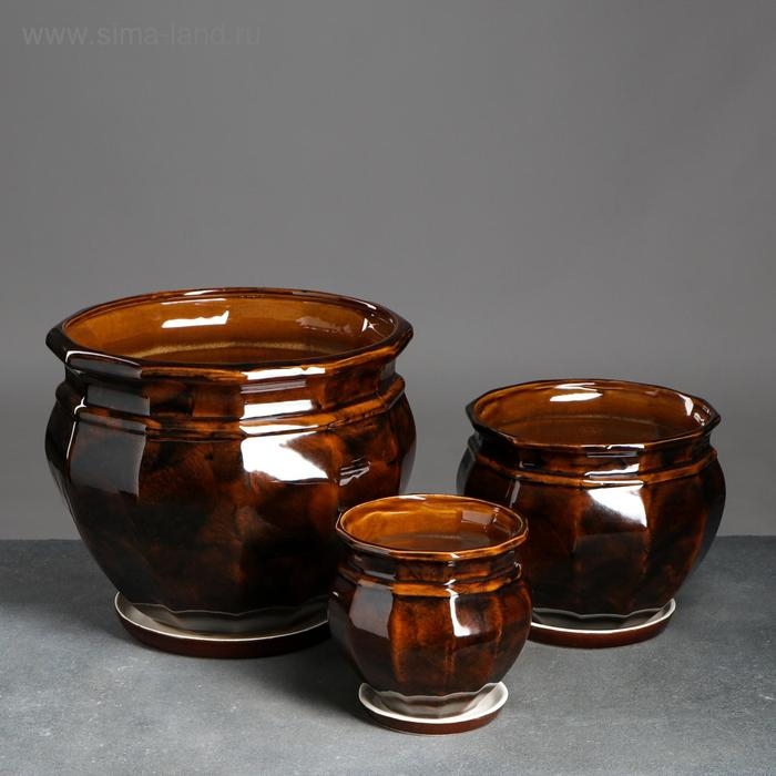 Набор горшков 3 шт. Набор горшков 3 шт. "Мираж" коричневый: 14,5л, 5,3л, 2л