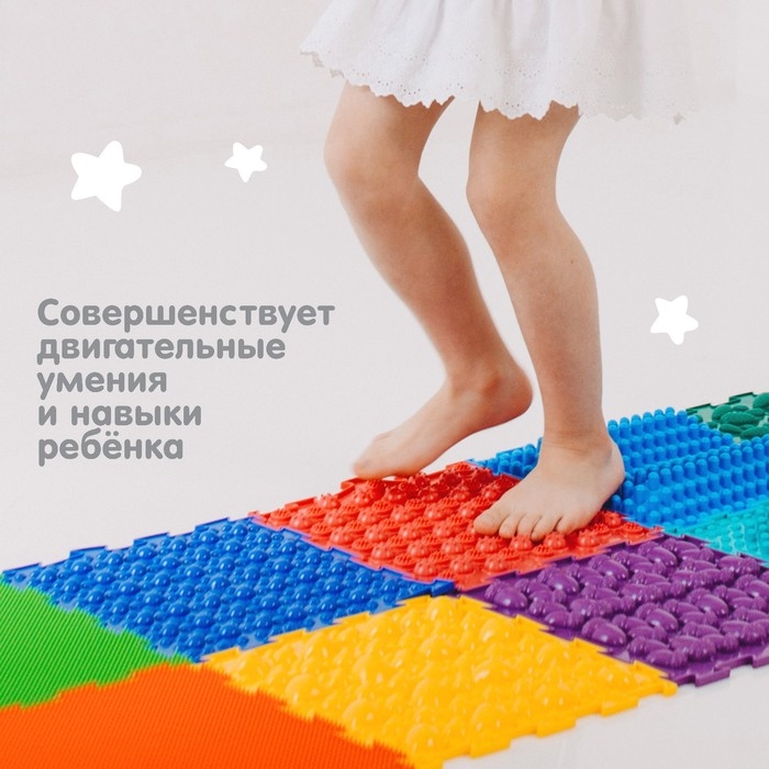 Модульный массажный коврик ОРТОДОН «Колючки», 1 модуль, жесткий, цвет МИКС Модульный массажный коврик ОРТОДОН «Колючки», 1 модуль, жесткий, цвет МИКС