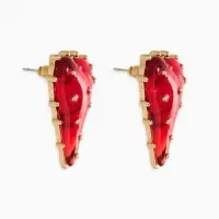 Серьги "Сердце" шипы, цвет красный в золоте