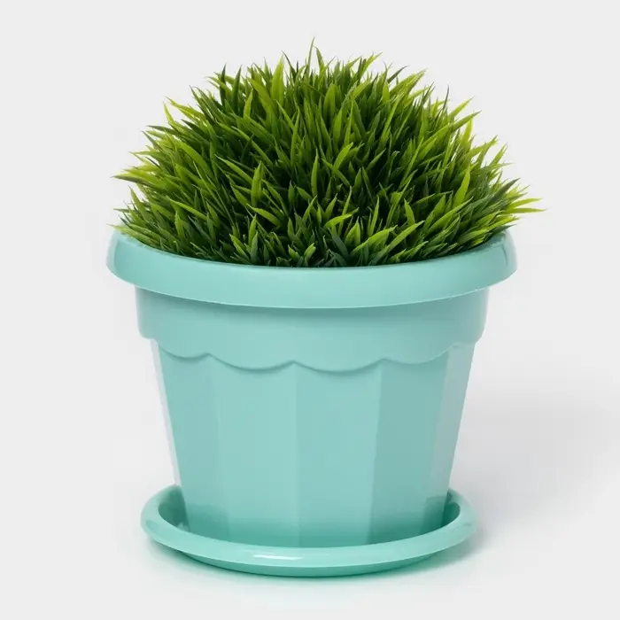 Горшок для цветов с поддоном Доляна &laquo;Эрика&raquo;, 0,7 л, цвет бирюзовый