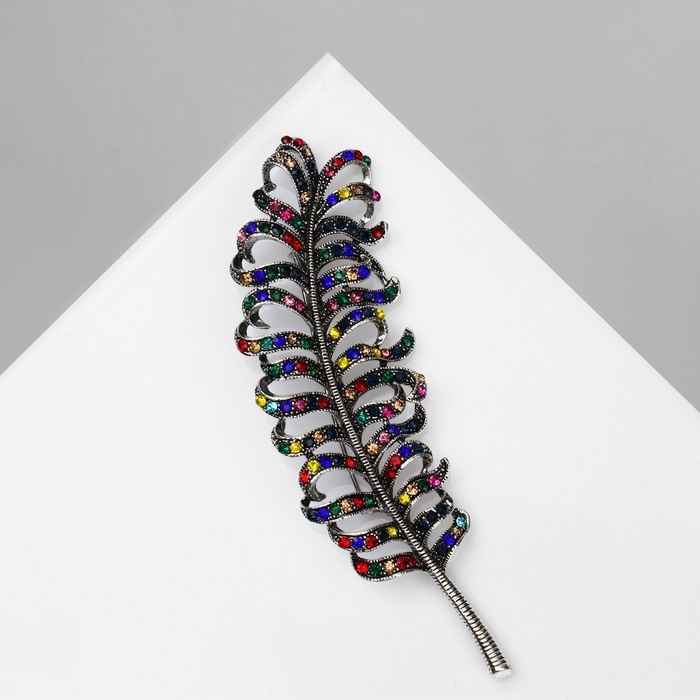 Брошь «Перо», цветная в чернёном серебре Брошь «Перо», цветная в чернёном серебре