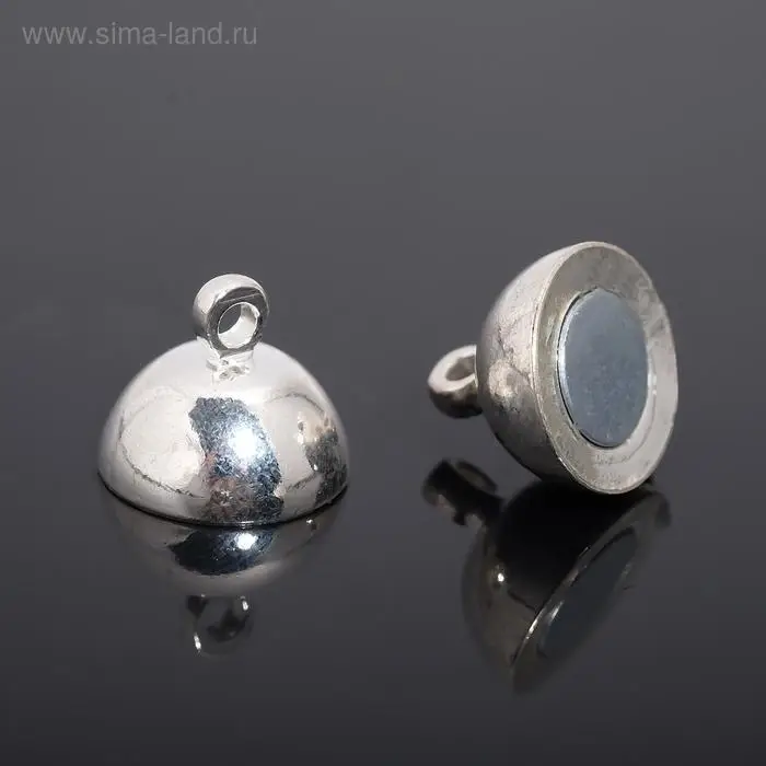 Замок-концевик магнитный, 16&times;10 мм, петель=1.2 мм, шарик, цвет серебро
