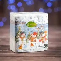 Салфетки новогодние бумажные Гармония цвета «Снеговички», 24х24 см, 50 шт