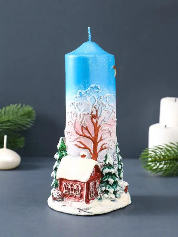 Свеча фигурная "Зимний пейзаж" 9,5х7х17 см